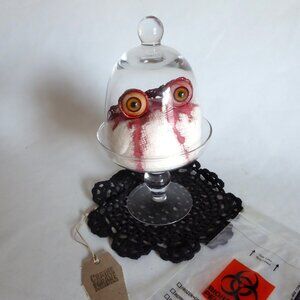 NEW HALLOWEEN HORROR GOTHIC REALISTIC EYEBALLS UNDER GLASS DOME ODDITY PROP